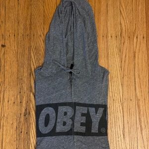 Obey Box Logo Zip Hoodie Sweatshirt